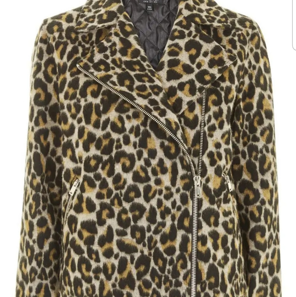 Top Shop leopard print biker jacket